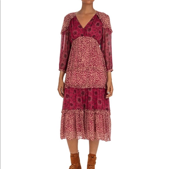 BA&SH Gypsie Mixed Print Midi Dress NWOT - Picture 6 of 7